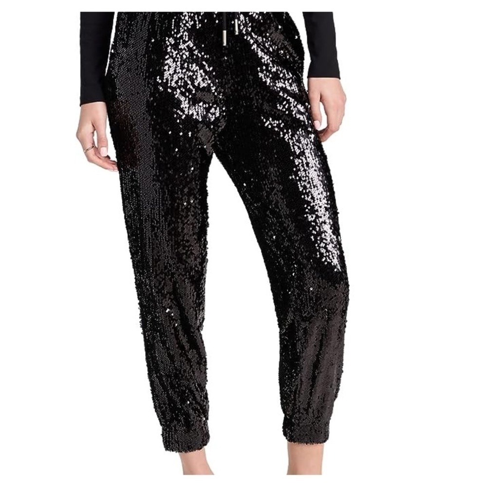 English factory black sequins drawstring joggers